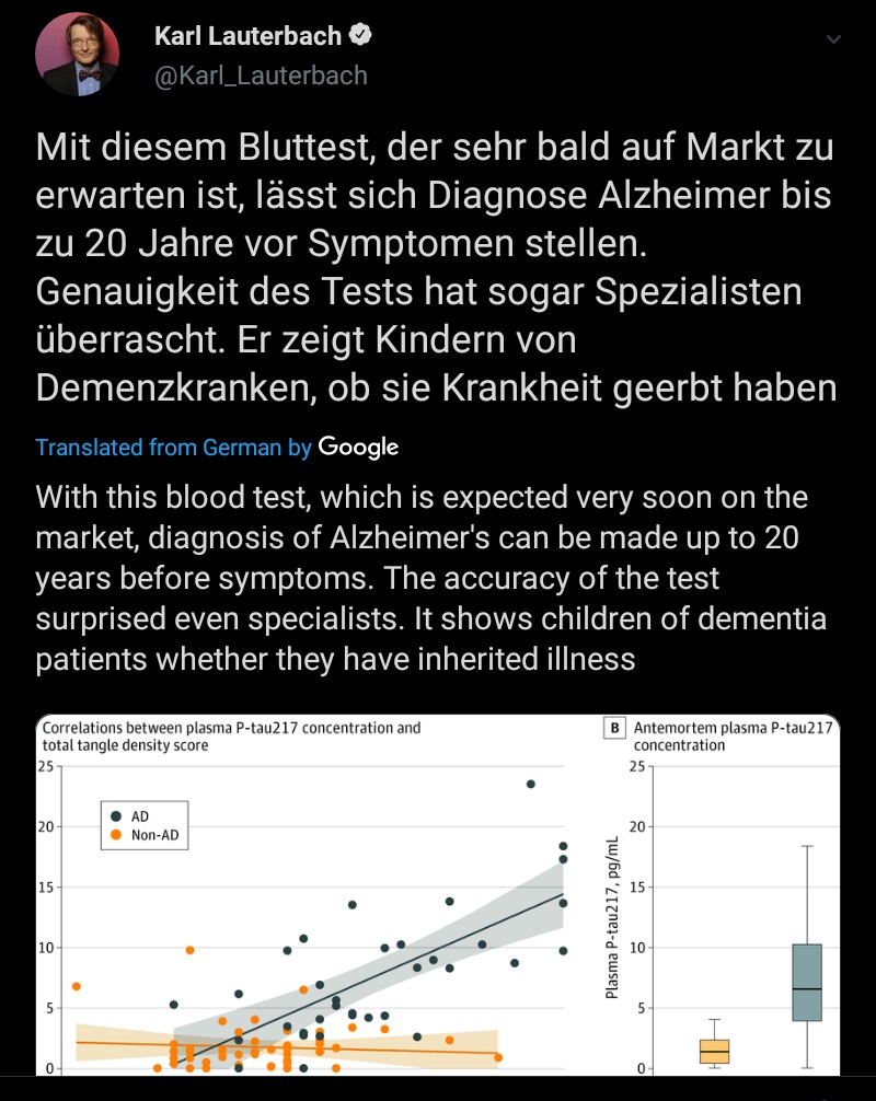 #Alzheimers #Science #Medicine #Dementia #Inheritance #BreakingNews #Diagnosis #CognitiveHealth #Genetics #BrainHealth  #GeneticTesting #Alzheimer #Neuroscience #GeneticScreening

An Alzheimer's Diagnosis can now be made up to 20 yrs. prior to the onset of symptoms! 👀 👇