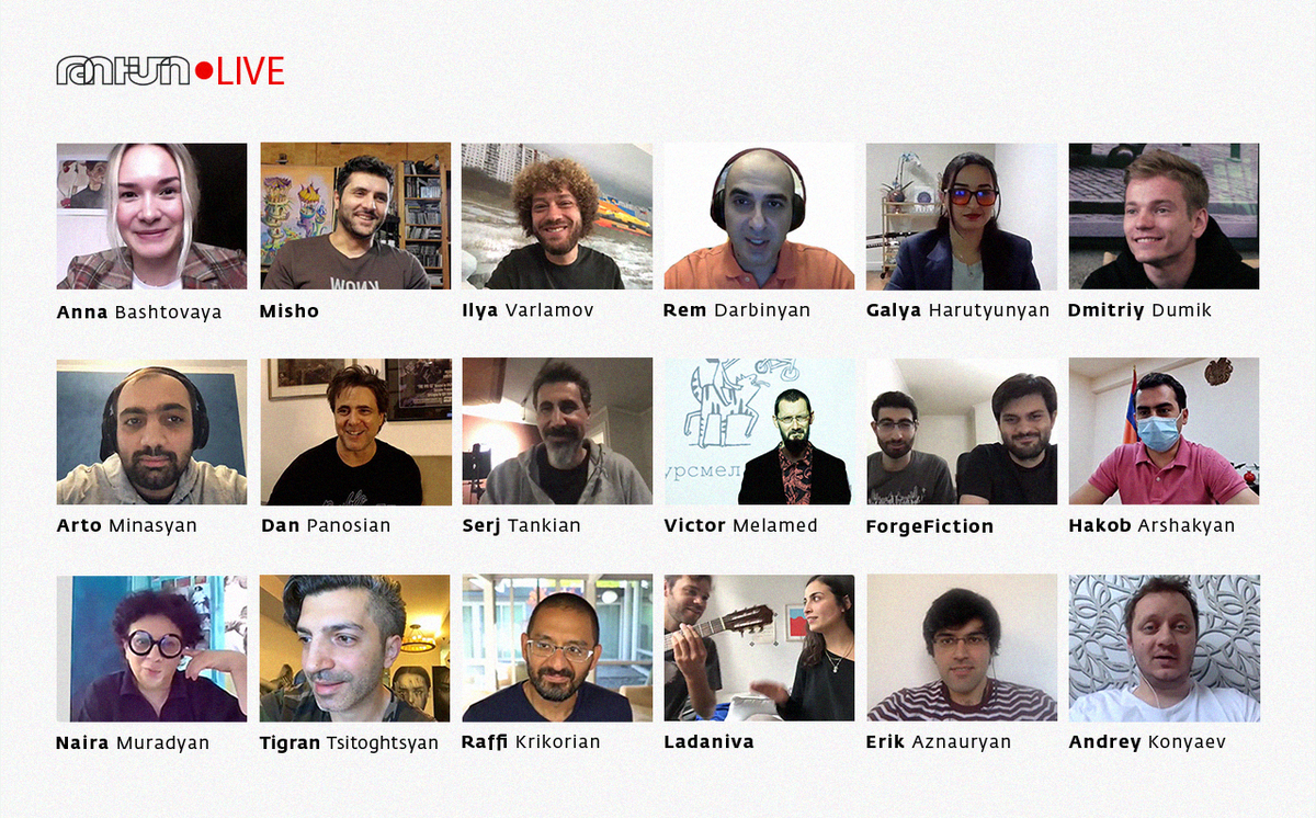tumocenter's tweet photo. What do Serj Tankian, Ilya Varlamov, Hakob Arshakyan, Raffi Kirkorian, Misho, Ladaniva and a slew of other superstars in the art and technology worlds all have in common? Well, only 21 #TUMOLive broadcasts over the past 4 months with thousands of viewers, that’s what! https://t.co/CY4jOo31jh