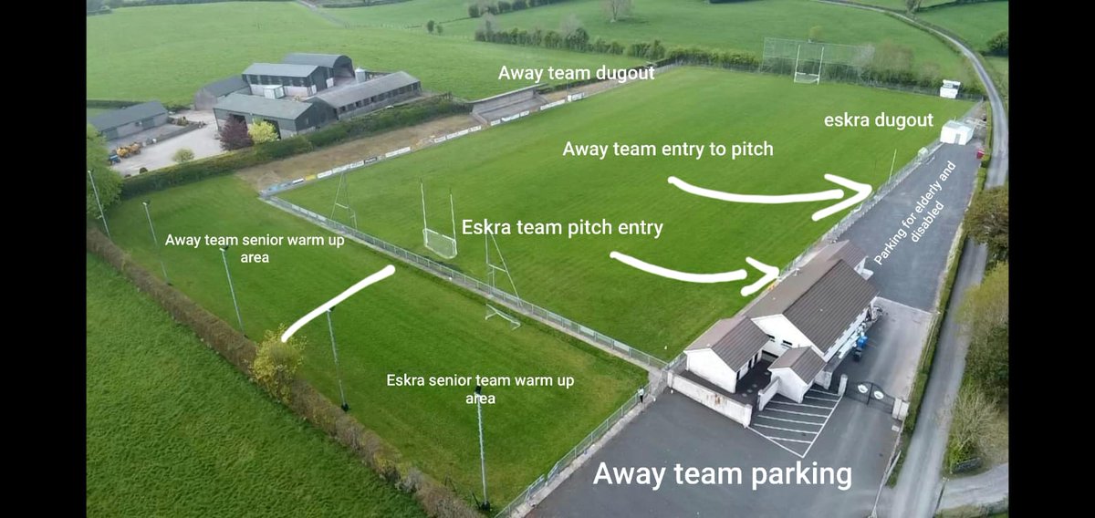 Eskra_GAA's tweet photo. Today we welcome spectators back to Emmett park for senior and reserve games for the first time this season. Games v @DerrytreskGAC today, reserves at 2.15pm &amp; seniors at 3.45pm. Please have correct change (£5) for entry to reduce cash handling &amp; also use hand sanitzer provided. https://t.co/oBI93io7Ub