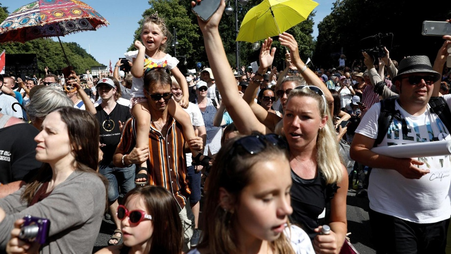 Here are some of the folks at the Berlin demo yesterday, who the  @nytimes wants you to believe are "neo-Nazis."