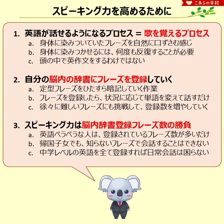 スピーキング力を高める方法はこちら? 