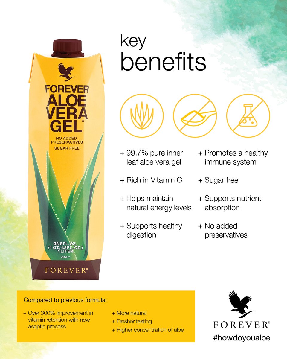 Drink in the benefits of Forever Aloe Vera Gel. Our aloe vera drinking gel  is made of 99.7% pure inner leaf aloe with no preservatives for an  experience as close to nature