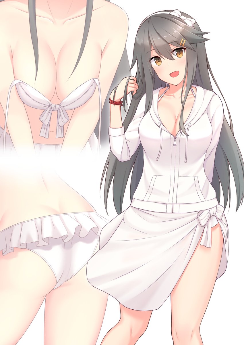 榛名の水着はパーカーとパレオでとても健全 あかひのイラスト