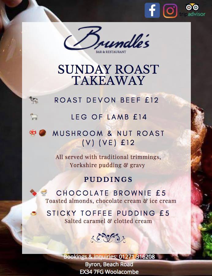 ByronWoolacombe's tweet photo. Sunday has to be one of our favourite days... especially when Brundle’s is serving their delicious Sunday lunch! 😍😋 https://t.co/0pEj7TENbl