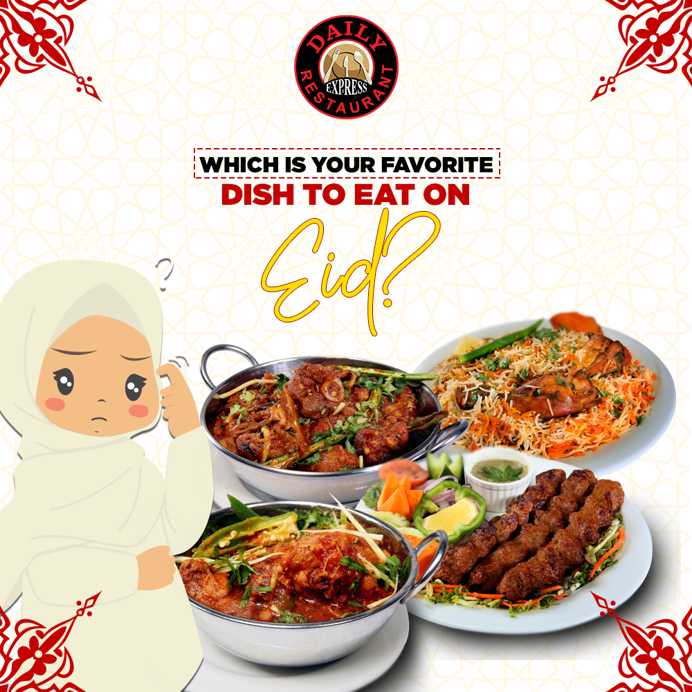 Dailyrestaurant's tweet photo. Food is a staple of the Eid celebration, as families and friends come along together to celebrate. We go to different places and even cook different foods at home. Which is your favorite dish to eat on this festive occasion? Comment Below

#DailyExpressRestaurant #EidAlAdha #Food https://t.co/DTUHlOkVOs