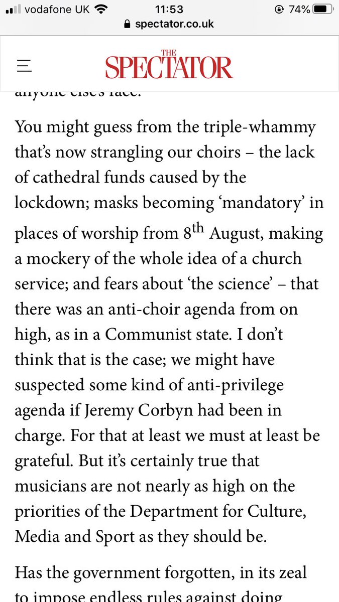 How does wearing masks make a mockery of church? Why pretend that you’re being reasonable when you aren’t? WHY BRING JEREMY CORBYN INTO IT??