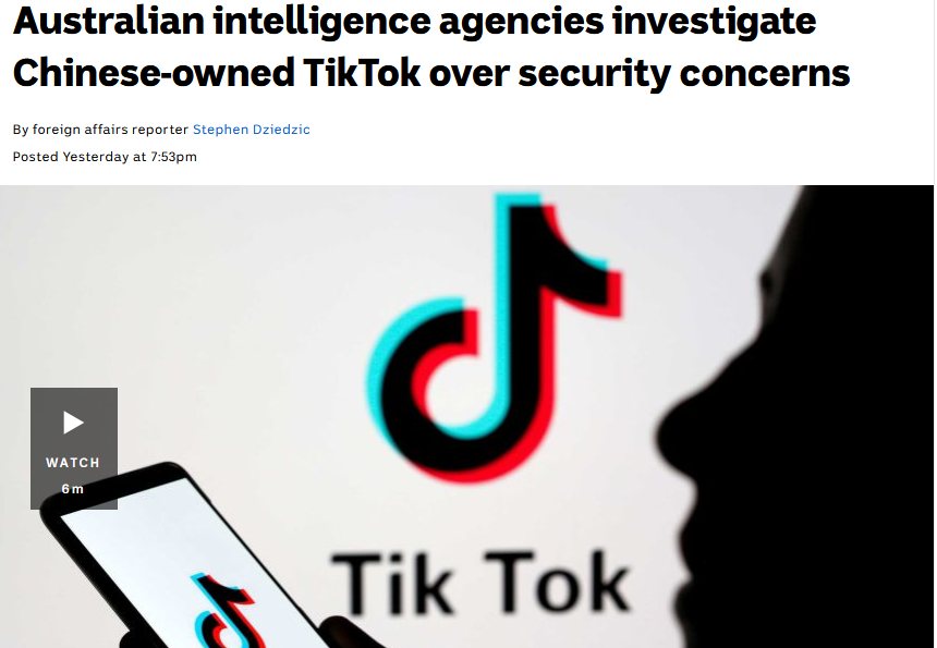 BigDataCanarias's tweet photo. Australian intelligence agencies investigate Chinese-owned TikTok over security concerns

https://t.co/9p9qYomAi4 

#ForeignThreats #elections  #intelligence #Australia #CounteringMechanisms #InfluenceOperations #infoOps #DisInformation #China #spy #Microosoft #TikTok https://t.co/QxIVG8PEwb