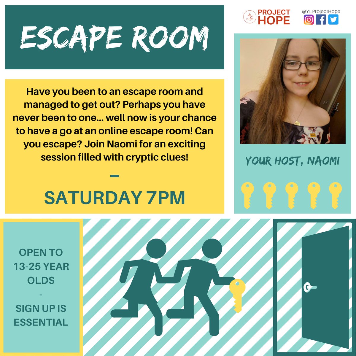 ylprojecthope's tweet photo. β¨ THIS WEEK'S TIMETABLE β¨
Join us for creative writing, open cafe and an escape room! π€©
Open to 13-25 year olds π Sign up now π
https://t.co/rICxMCg6Eo
#YLProjectHope #ProjectHope #Timetable #CreativeWriting #Writing #Poetry #OpenCafe #Conversation #EscapeRoom #Puzzle https://t.co/lUJrmkY1Im