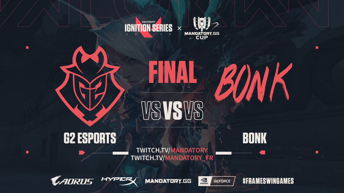 ValorINTEL's tweet image. [#VALORANT | Ignition Series]

Grand Final of the @MandatoryGG Cup is about to start: @G2Esports vs @BONKval.

Winner bags €10,000! Stream &amp;amp; final placements: dexerto.com/valorant/how-t…