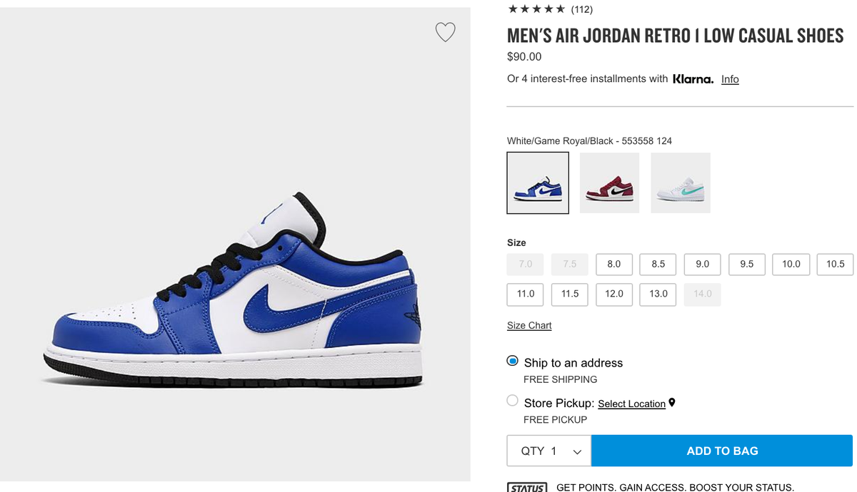 jordan 1 low finish line