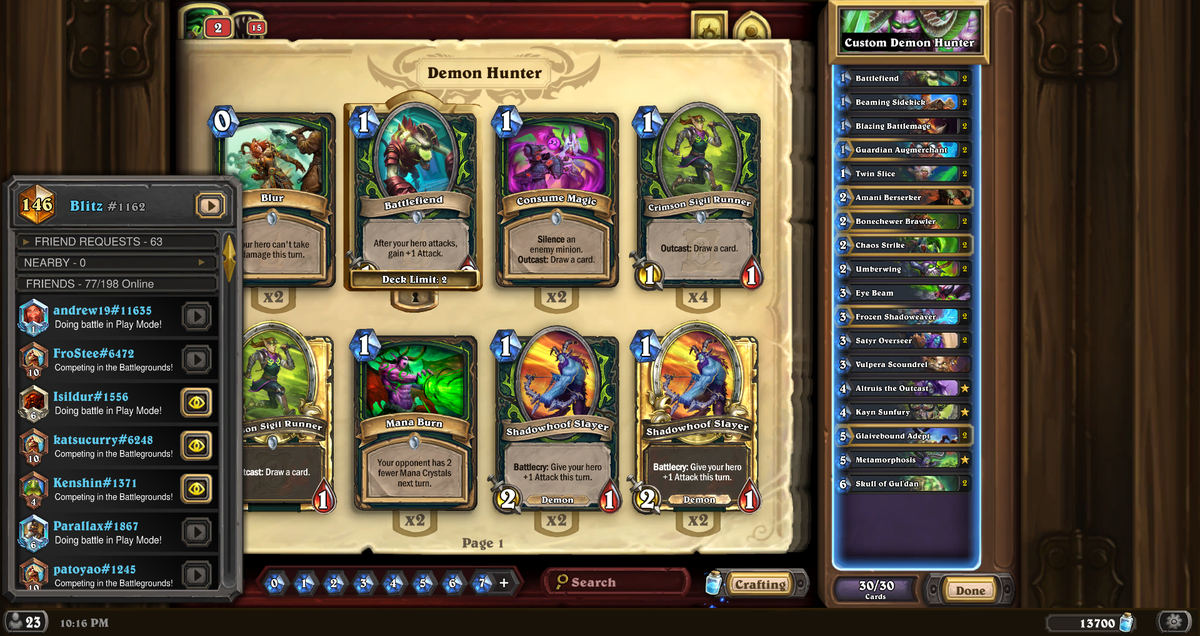 Blitz_HS_'s tweet photo. Hit legend on Asia with murloc pally and NA with DH :) Played these 2 lists. https://t.co/IQVZNUcO3h