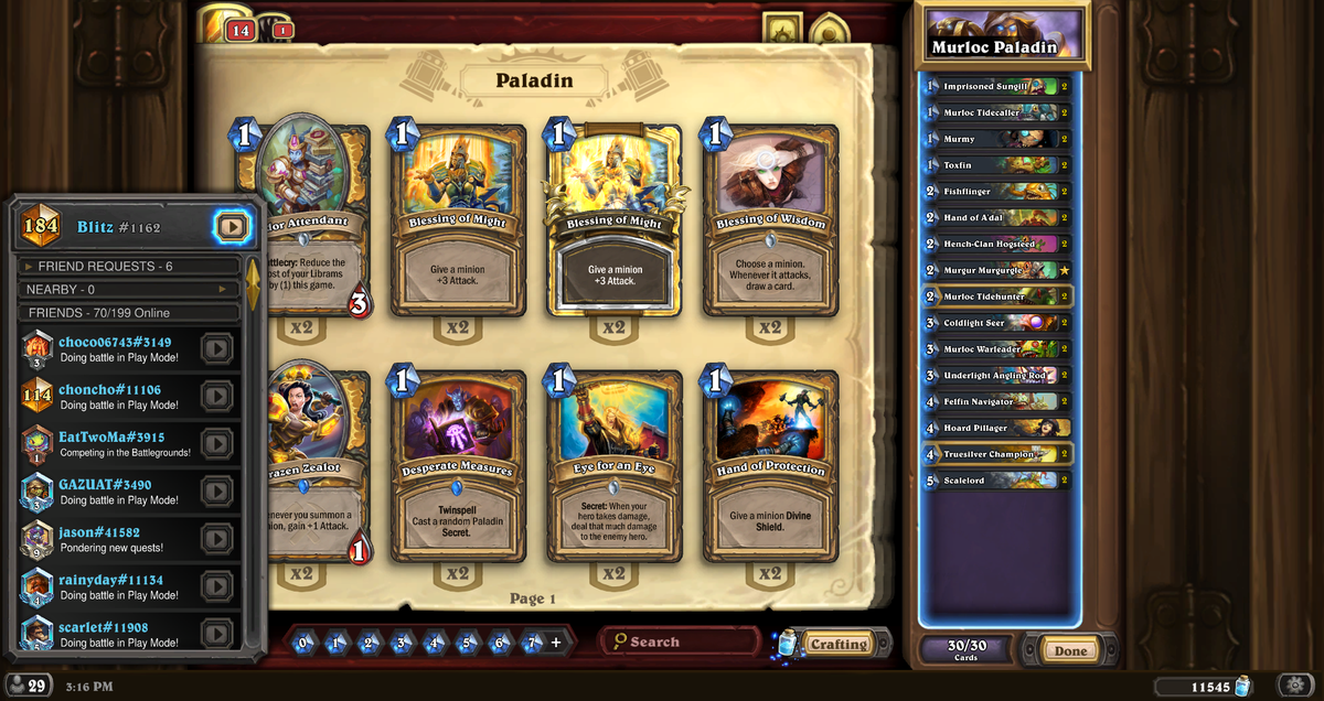 Blitz_HS_'s tweet photo. Hit legend on Asia with murloc pally and NA with DH :) Played these 2 lists. https://t.co/IQVZNUcO3h