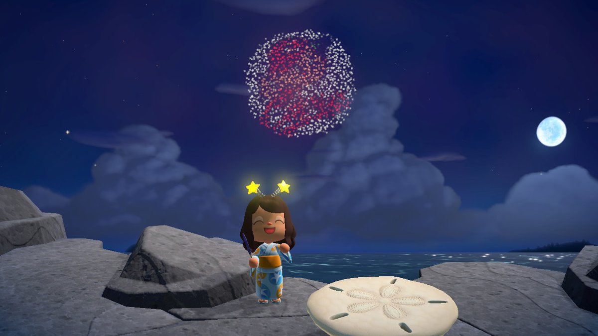 今日は花火大会 なんの花火か分かるかな た まや か ぎ や どうぶつの森 Animalcrossing Acnh Nintendoswitch マイデザイン ツイレポ