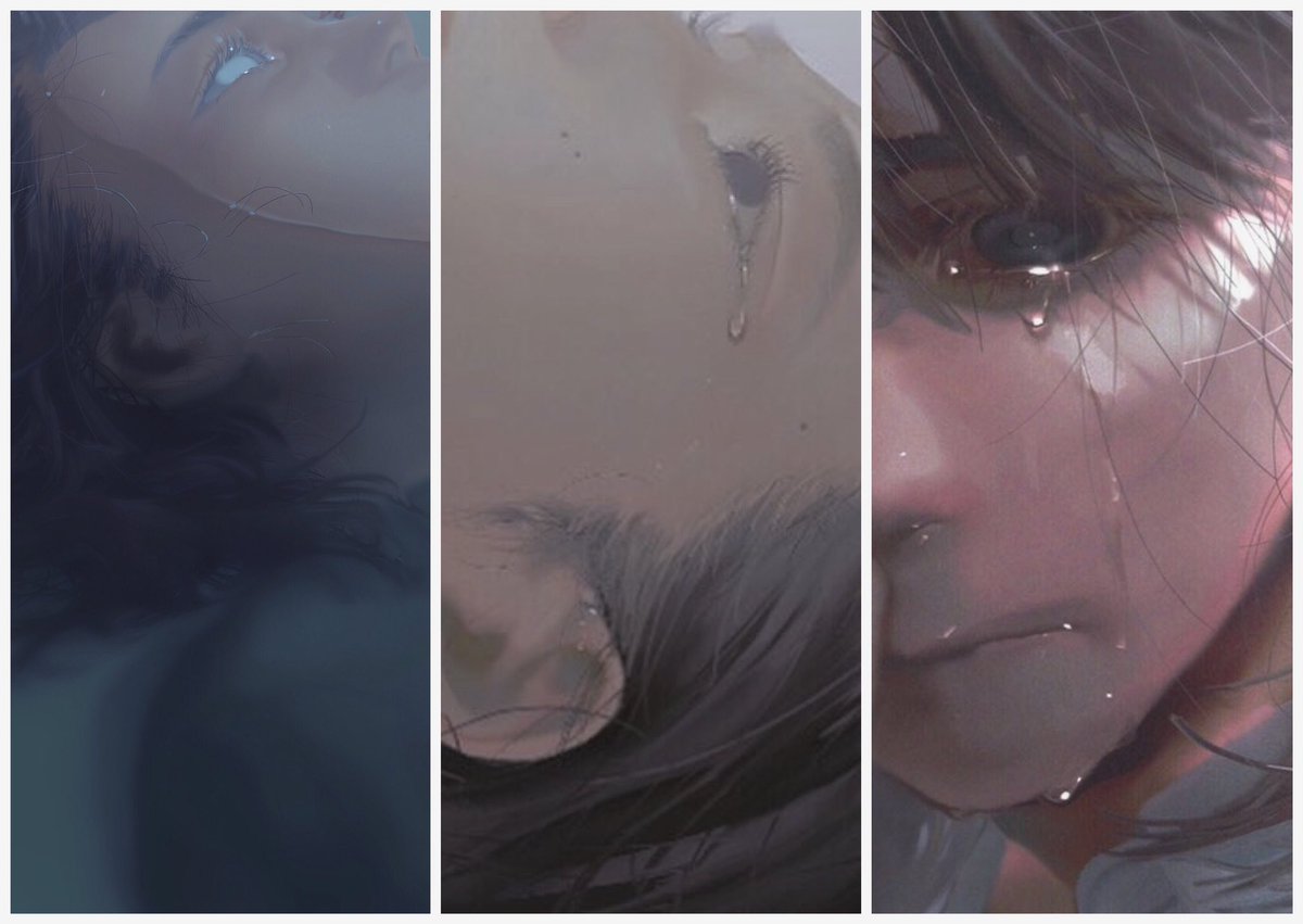crying tears 1girl close-up black hair crying with eyes open closed mouth  illustration images