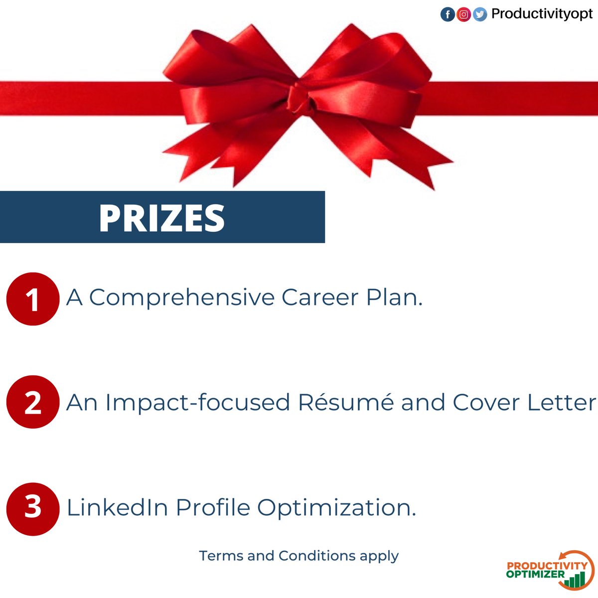 mycareerwheel's tweet photo. The #GiveAway is on!
1. Follow us across all platforms
2. Retweet this post
3. Quote this post with one thing you love about @ProductivityOpt with the hashtag #CarryYourCareer 
4. Accumulate as many RTs as you can over the next 72 hours

Winners: Top 3 tweets with highest RTs https://t.co/hVfNnekcRL