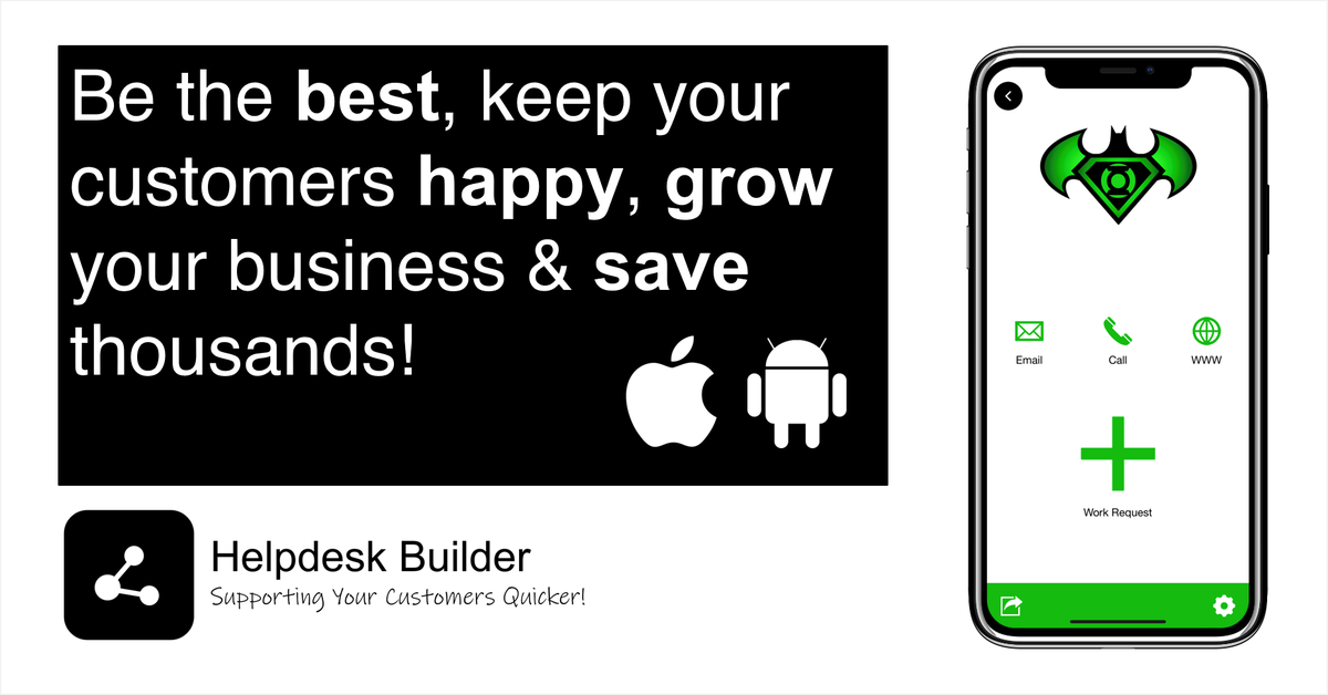 HelpdeskBuilder's tweet image. Helpdesk Builder - be your Customer&apos;s hero!

Download the new Helpdesk System App for FREE!  Brand it your way!  Effortless sharing &amp;amp; collaboration capability.  

#Helpdesk #HelpDeskSystem #FacilitiesManagement #Weekends

Get more detail here helpdeskbuilder.com