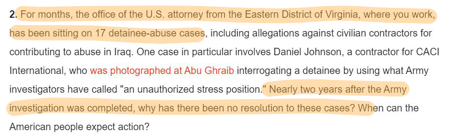 20\\In this Salon article, the author accuses Laufman of delaying action on detainee abuse cases as US attorney and asks why Bush would nominate him to the position of Inspector General.  https://www.salon.com/2006/06/01/laufman/