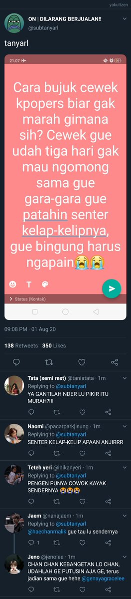 yakultzen's tweet photo. Gatel pen post ini😢

Haechan as pacar kpopers https://t.co/yia71HiKCp