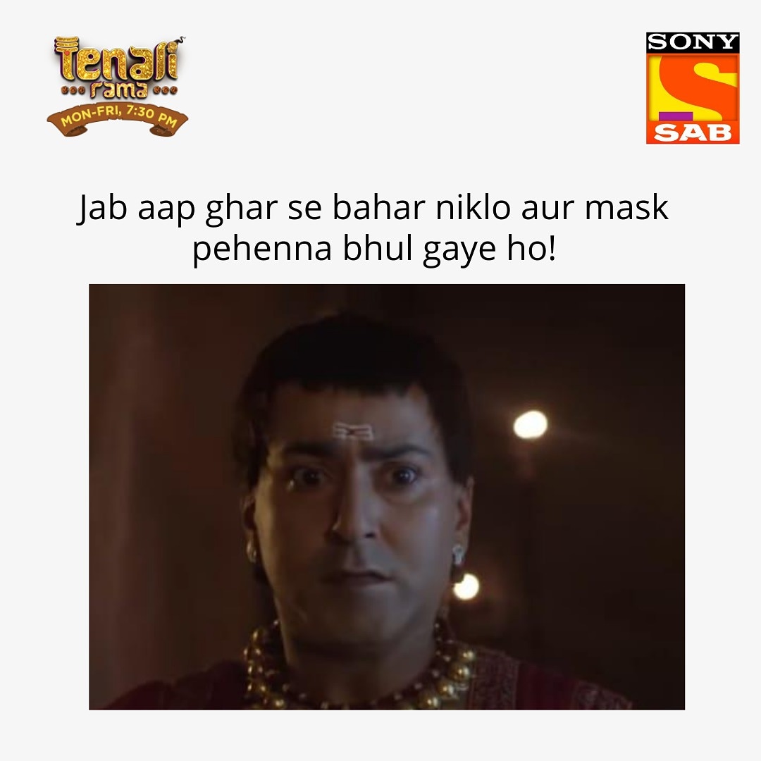 sabtv's tweet photo. Mask ke bina bahar nikalna ghor annyay karne ke barabar hai!
Dekhiye Tenali Rama Som-Shukr raat 7:30 baje, sirf Sony SAB par.
#TenaliOnSAB #SamasyaVikatRamaPrakat #SwitchOnSAB
@krishna_raaish https://t.co/BABACX6aa2