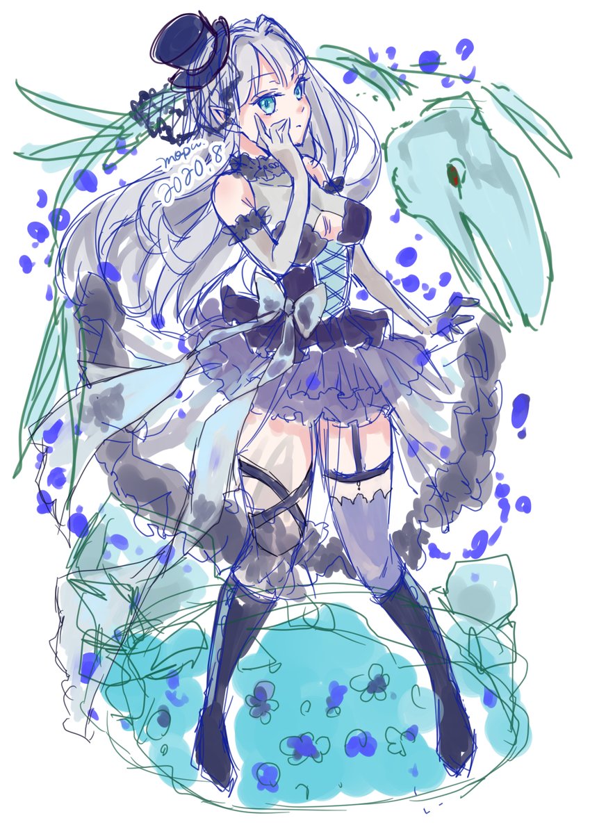 17巡目途中 ソシャゲ風イラスト連作の最後の子ラフ 色使い頑張りたい 3 もぷのイラスト