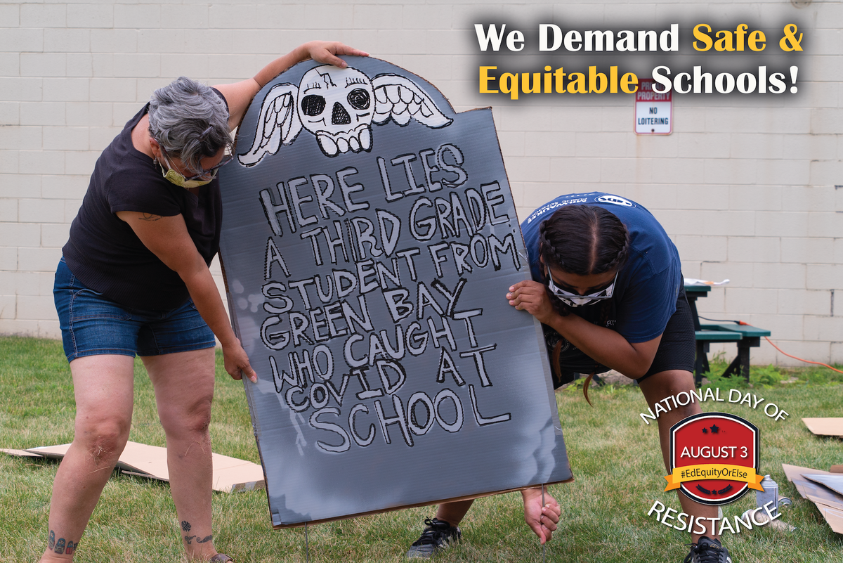 MTEAunion's tweet photo. Same politicians/gov't officials who let COVID spread wildly across WI are trying 2 convince workers/families it's ok to go back to in-person schooling w/o comprehensive plan to ensure safety. Car Caravan to Capitol Mon will demand safe, equitable schools! https://t.co/qFz0KRwv9c https://t.co/ZZuLzTww3h