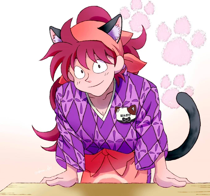 『忍たま茶屋』の格好に『ナンジャタウン』の猫耳猫尾ネームバッジをつけたらそういう店のひとみたいになった。 