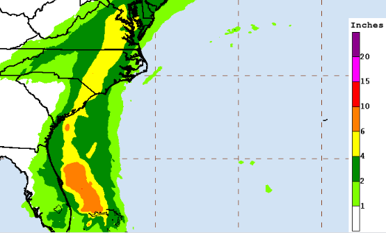 The faster  #Isaias rolls through, the less we'll need to worry about rainfall. That said, it's a tropical system and we're already a muggy mess, with air just waiting for an excuse to rain. The NHC is looking for 3-5 inches along the storm path, with higher totals possible. x/10