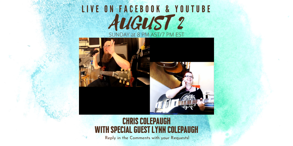 Colepaugh's tweet photo. Tonight's the night! Join Chris Colepaugh & Lynn Colepaugh at 8 PM AST streaming live on Facebook and YouTube.
#Livestream #concerts #rock #music #jetslide #blackbridgeamps https://t.co/CrGAkYl3eP