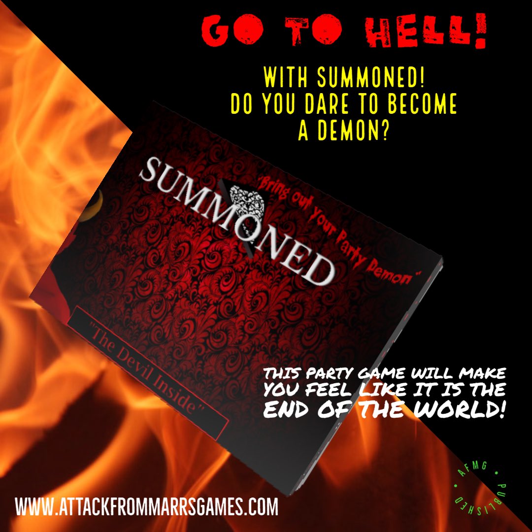 attackfrommarr1's tweet photo. Go to Hell! With SUMMONED By Attack from Marrs Games ! Dare to become the best Demon you can be! On sale now at https://t.co/94rJM0ngsc and https://t.co/jnQkzD3AAL

#party #partygame #boardgames #cardgames #HappyFriendshipDay #AFMG #nerdy #horrorGame https://t.co/lVypzY1xTq