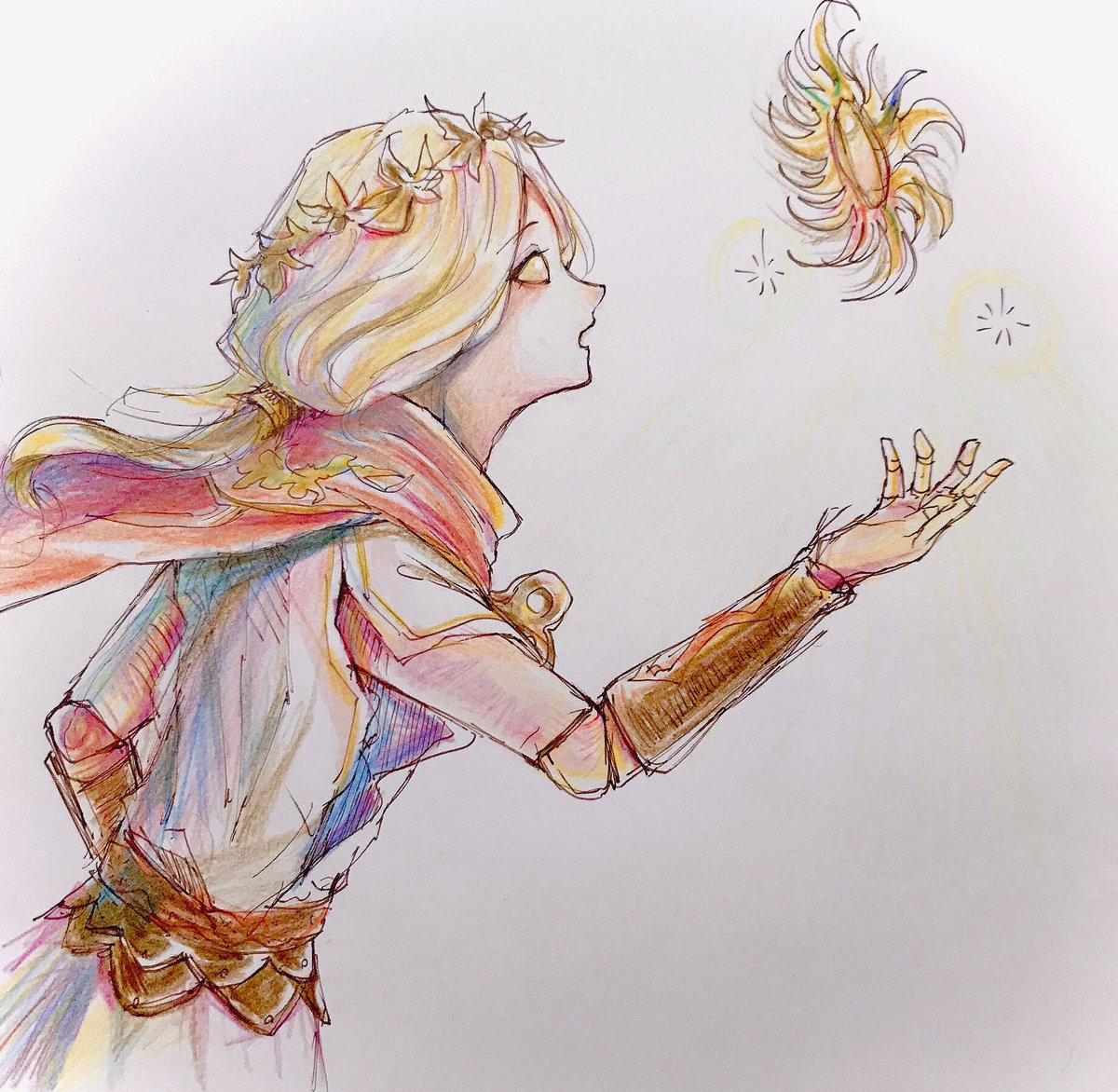 アポロちゃんの色鉛筆を描いてました O ꇴ O なぎさくら 残ハル10出ますのイラスト アポロちゃんの色鉛筆を描いてました O ꇴ O なぎさくら 残ハル10出ますのイラスト