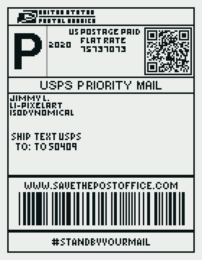 A project of fictional stamps I made in support of the  #USPS! #StandByYourMail Text 'USPS' to 50409