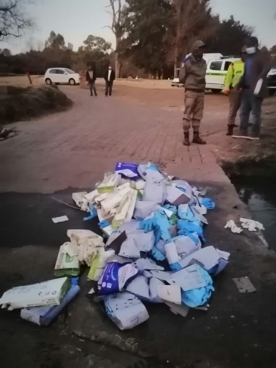 JacobMamaboloSA's tweet photo. This evening we visited Irene County Club where PPE was discovered floating in the river. Criminal case have been opened and the police are investigating https://t.co/r2CbBRPfaS