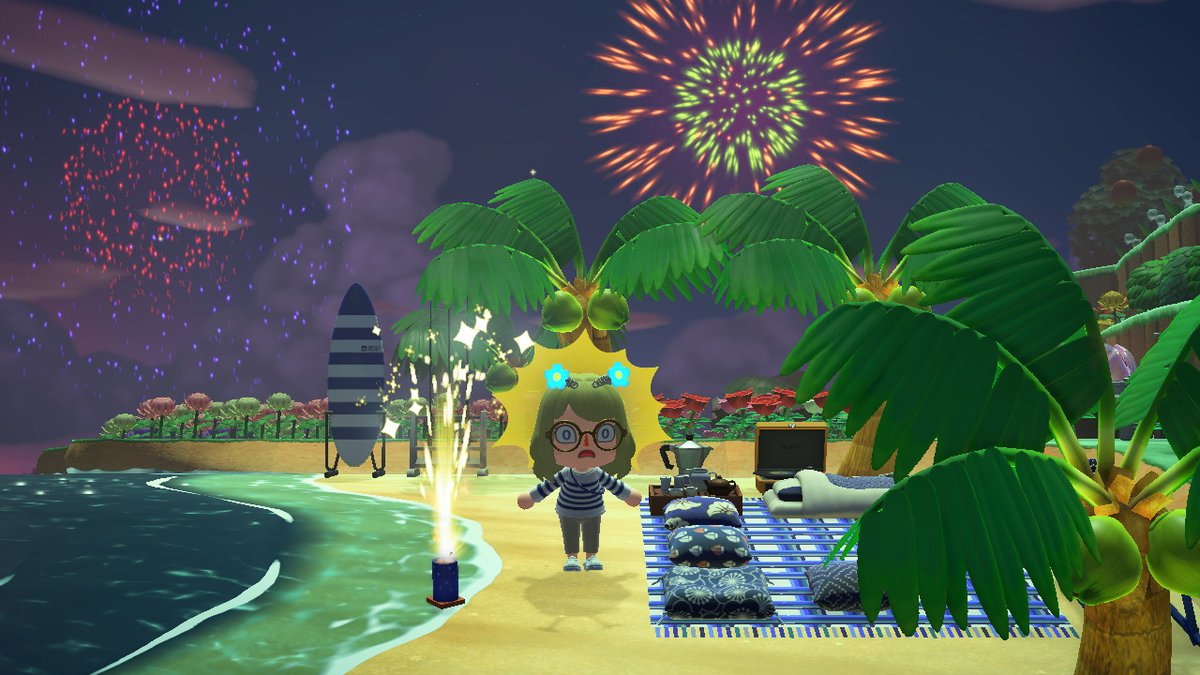 AC_wildegg's tweet photo. Fan girling over my first firework display  #AnimalCrossing #ACNH #NintendoSwitch https://t.co/Ty1kCoerPL