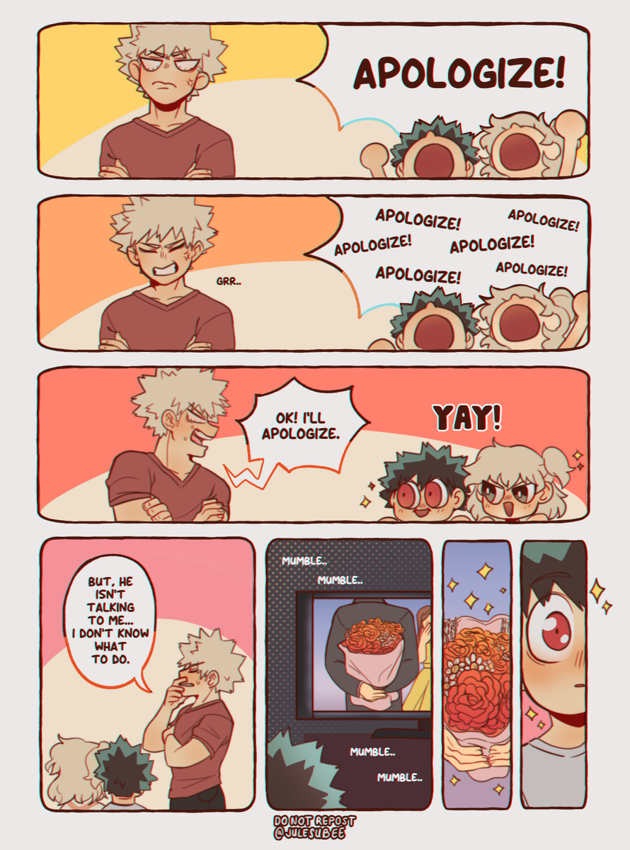 Day 5 of #TwinStarsWeek2020 
Cuddling / Flowers
Operation: Apologize!
#twinstarsweek #bkdk #bakudeku 