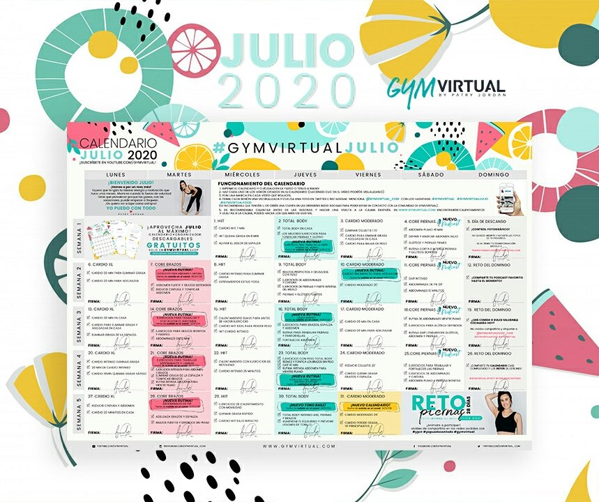 teléfono equilibrado Señuelo calendario julio gym virtual Descriptivo este Centelleo