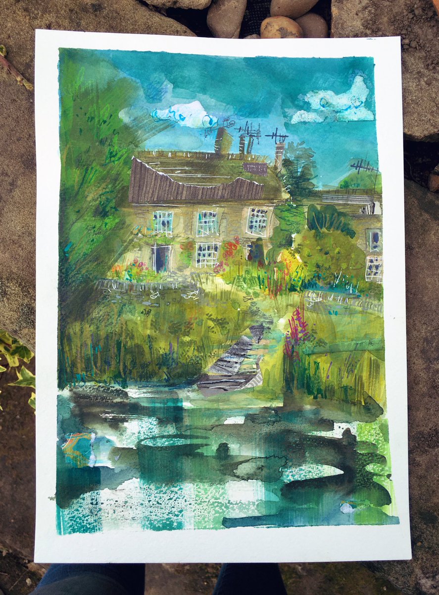 Monyash today. Working some collage into my ‘urban sketches’. Although this is more of a country village sketch. #monyash #UrbanSketchers #urbansketching #usk #sketchingonlocation #peakdistrict