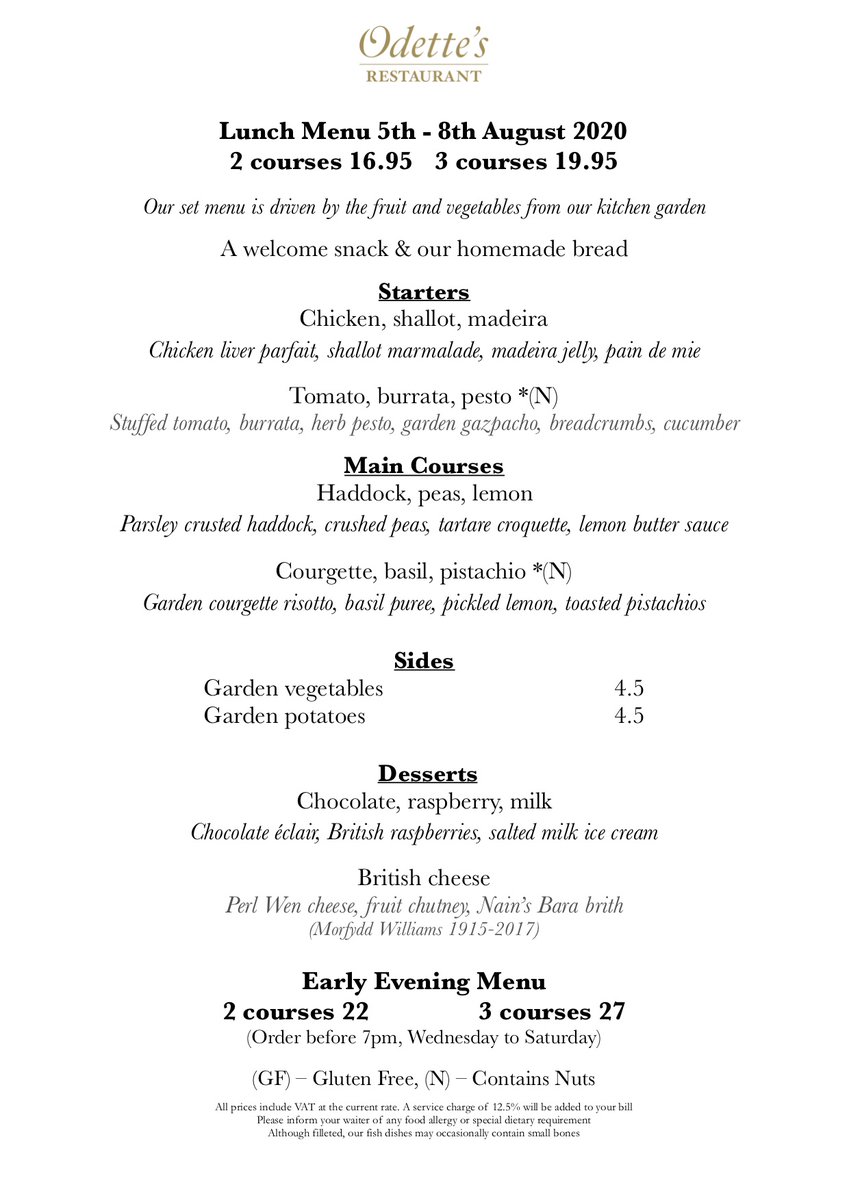 Odettes_rest's tweet photo. Our Set menu this week from tomorrow until Saturday. A la carte menu is available also for lunch and dinner #primrosehill #belsizepark #Hampstead #Camden #EatOutToHelpOut https://t.co/9F9LtlX1BT https://t.co/npccYZiOmI