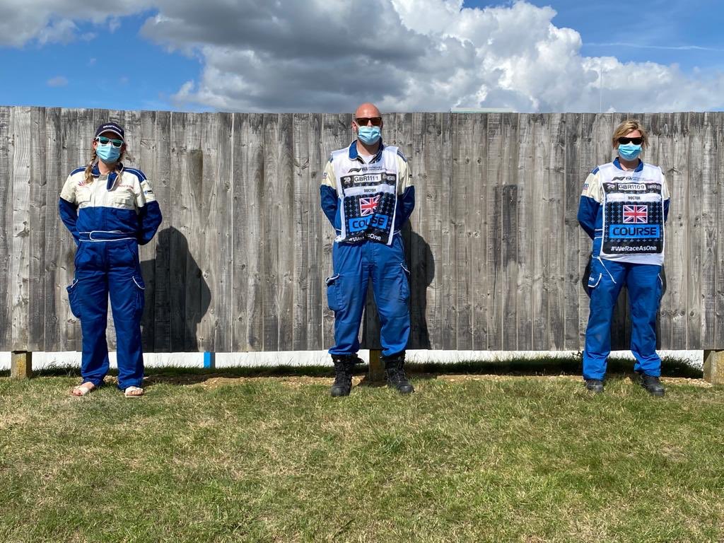 Trackside team for #BritishGP - a very different one this year... with <a href="/drclarem/">Clare Morden</a> and Dr Samantha Harmer #WeRaceAsOne #thankunhs