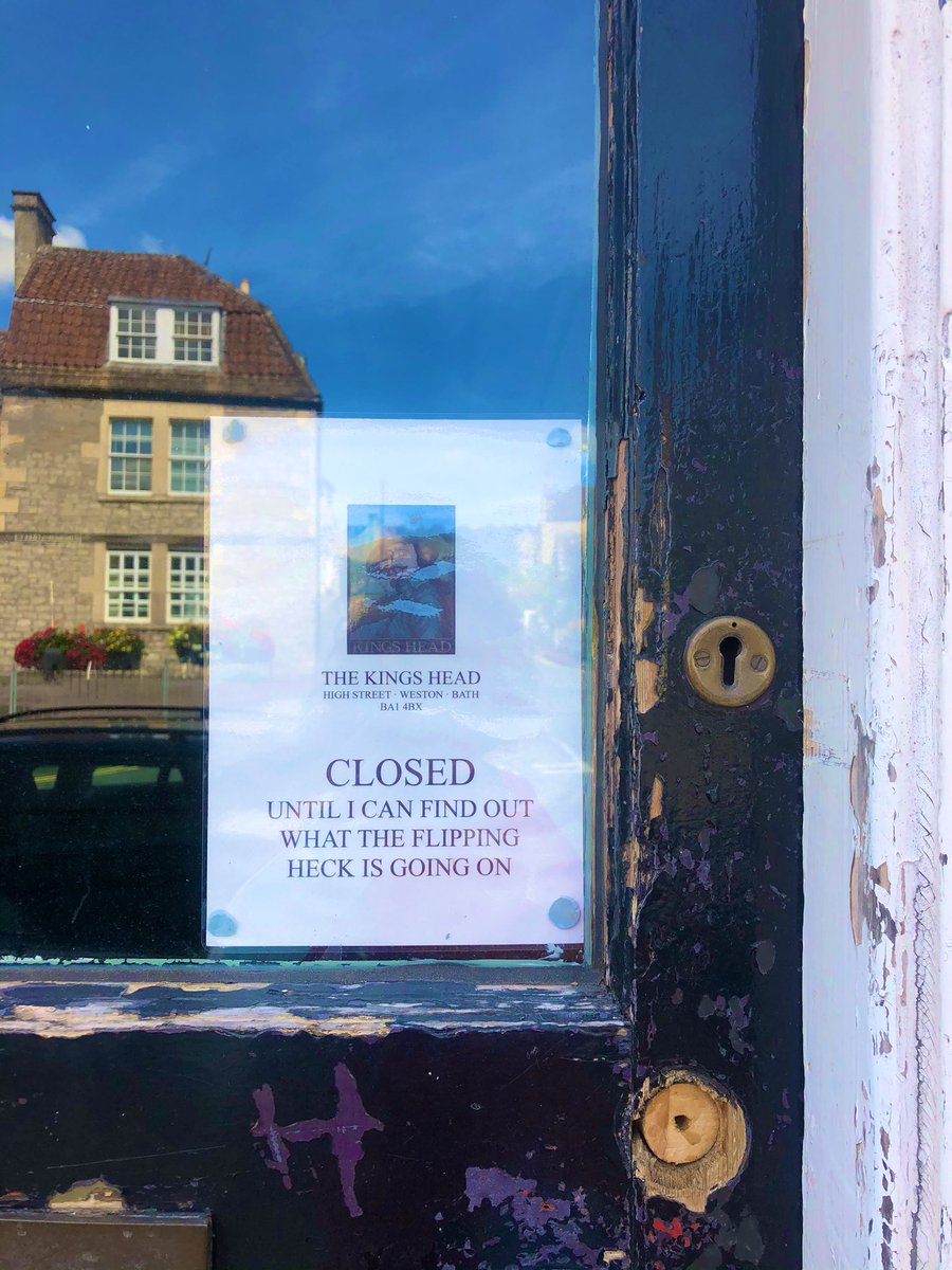 sarahbb1's tweet photo. I’m feeling the exasperation of this pub closure sign #pubs #COVID19 #pubclosures https://t.co/Ng8FjmPQt5