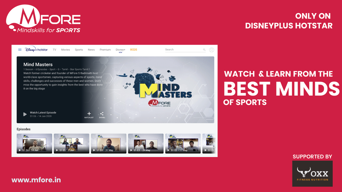 mforemindskills's tweet photo. Watch & learn from the best minds of sports - Mind Masters by MFORE Season 1 now available in @DisneyPlusHS #Mindskillsforsports #mfore #Mindset https://t.co/OBTwqobG0l