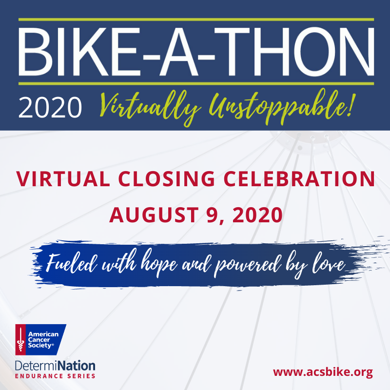bikeathon's tweet photo. SAVE THE DATE
Our Virtual Closing Celebration will take place in just one week! Join us on our Facebook page at 10:00 AM to celebrate our collective stories of triumph, acts of courage, tributes of love, and community support. #ACSBikeathon2020 #Unstoppable #StillAttackingCancer https://t.co/OMNPDNfE54