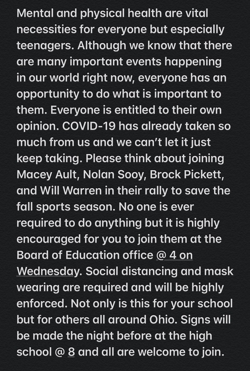 bayhighstudents's tweet photo. Please read below about the details of a student rally to save the fall sports season. Bay has always been a supportive community so please try to be respectful of everyone’s opinions and what they believe to be important.  #IWantASeason #OneRocketNation ❤️ 🚀 https://t.co/fCutwJDSVR