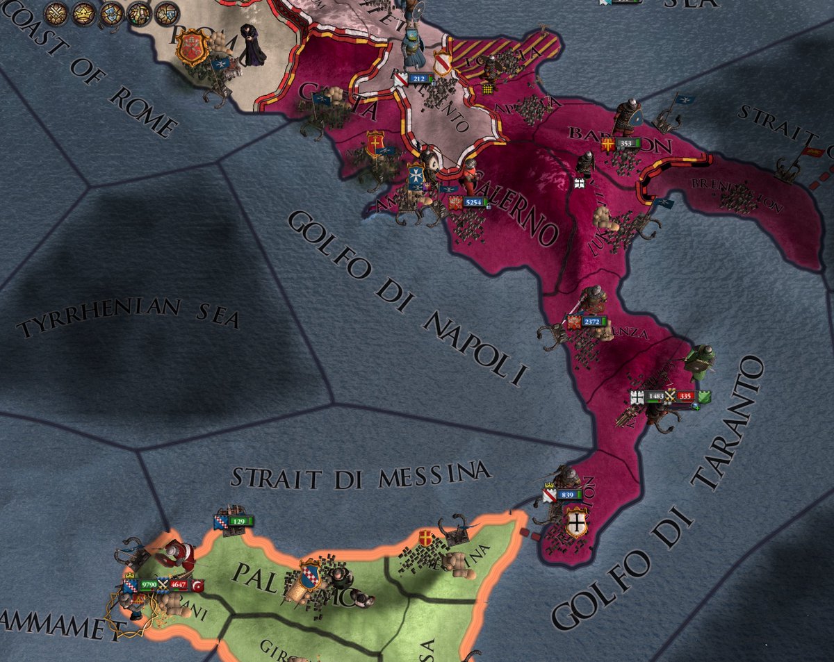 The Pope and Duke of Salerno are coming to help as well.WHO'S THE PRUNE NOW, CALIPH?! CALL ME A PRUNE AGAIN. I DARE YOU.