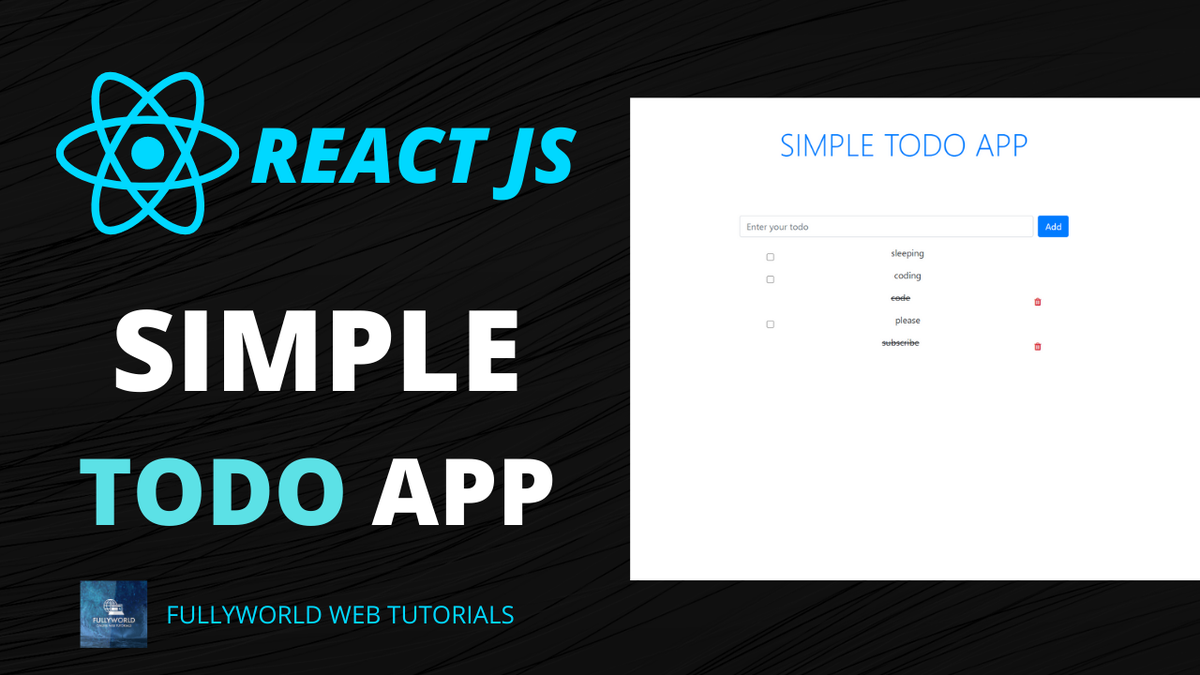 FullyworldT's tweet photo. Simple TODO App React JS | React Js Projects https://t.co/cTxsW5qlMt 

Please Like | Subscribe and Share

#javascript #HTML5 #htmlcss #React #reactjs #frontend
#FrontEndDevelopment #CSS #tutorial
#tutorials #YouTube #YouTuber #YouTubersReact https://t.co/Iya2gyUF1y