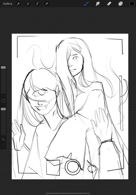I sketch  shy type sadako and her cutie alien bf lol?? here's the sketch ? 