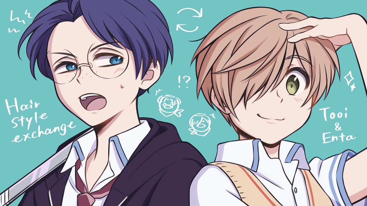 mesyoko's tweet photo. #Entoiweek2020
day:8 Free day

髪型(+眼鏡)を交換してみた。(誰？) https://t.co/vYVmxkxX1b