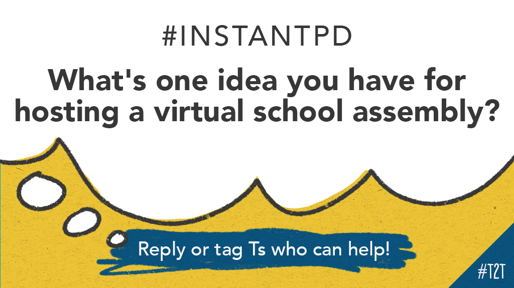 📣 If you've got school spirit, check out this question from educator <a href="/kehall16/">Kimberley Hall</a>!

How might you design an interactive and engaging virtual school assembly for your Ss? 

#InstantPD #SchoolClimate #SchoolCUlture #BackToSchool #MasteryChat