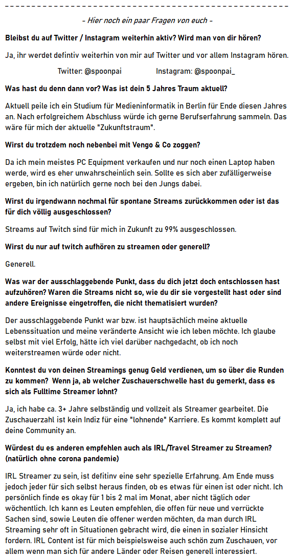 SPOONPAI's tweet photo. ❤️ Danke, dass ihr mich auf dieser unglaublichen Reise auf Twitch begleitet habt ❤️

So viele neue Erfahrungen und Freunde in den letzten Jahren! Definitiv ein sehr prägender und wichtiger Lebensabschnitt für mich.

Wünsche euch viel Gesundheit und alles Gute für eure Zukunft!✌️🏻 https://t.co/dySW2NmaQQ