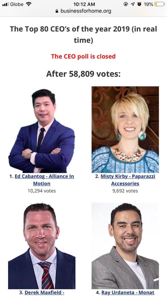 BlanzaNicolle's tweet photo. We made it! π₯ Congratulations to our Visionary President Dr. Dr. Ed Cabantog for being the Top Direct Selling CEO in the World 2019!! Proud to be part of AIM Global family!!!πππ
#SolidAIM https://t.co/htL9OTlacS