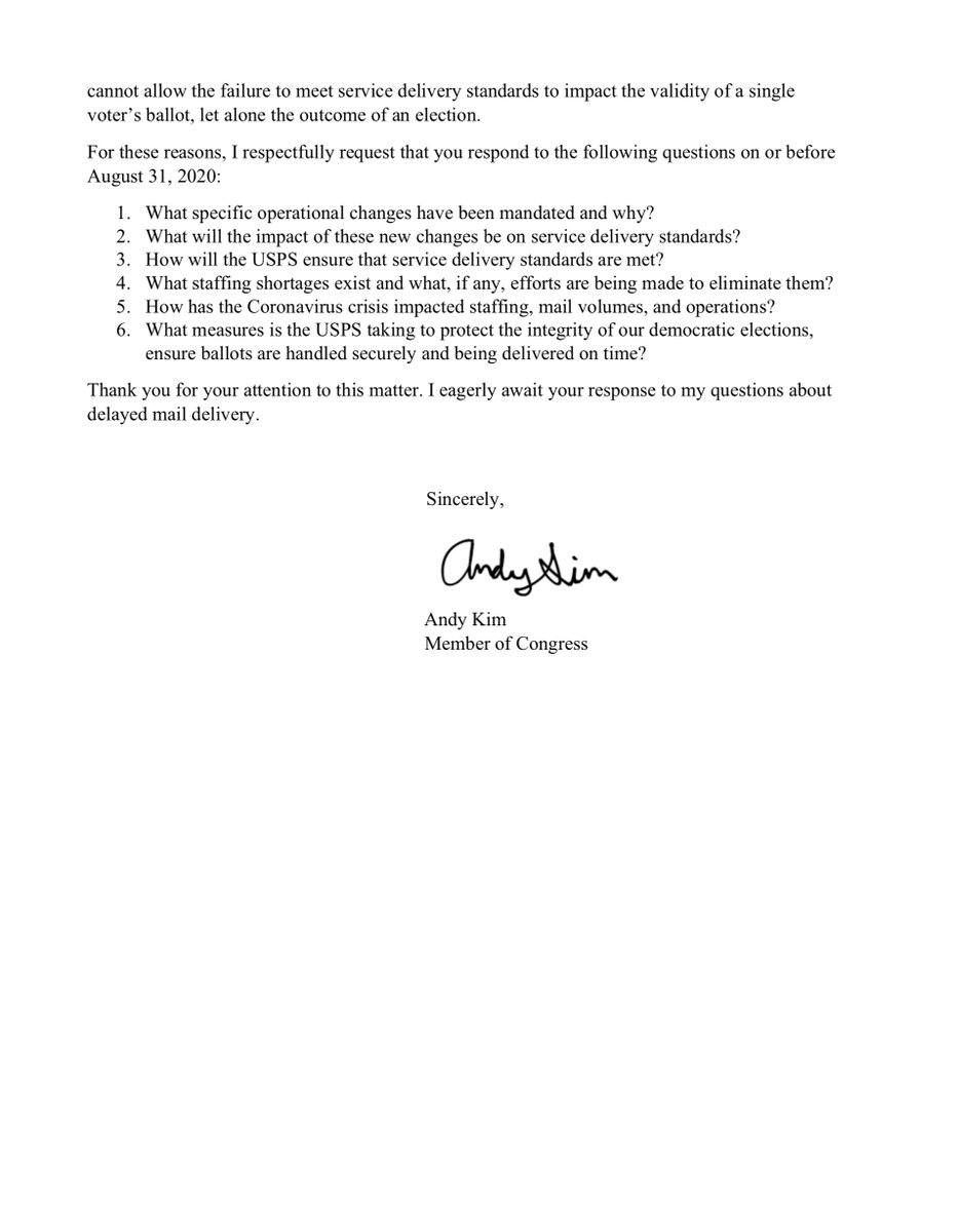 the  @OIGUSPS should have at least 2 dozen ongoing investigations occurring because the  @senatemajldr  @GOPLeader  @realDonaldTrump and at least 11 super shady lobbyist are doing some foul swamp work hereThe USPS union of carriers needs to do a media blitz https://kim.house.gov/sites/kim.house.gov/files/documents/USPS%20Delays%20Letter%2021%20July%2020.pdf